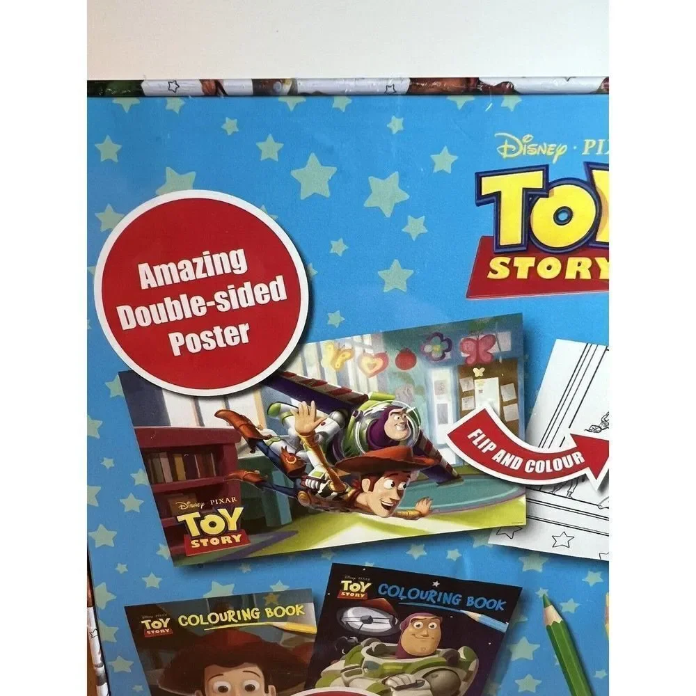 Disney Pixar Toy Story Travel Tin Coloring Books, Pencils, Poster Set